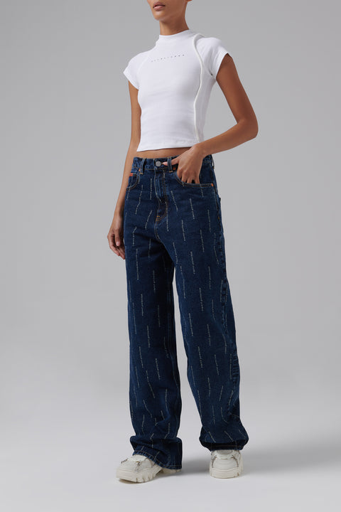 Blue Straight-Leg Jeans