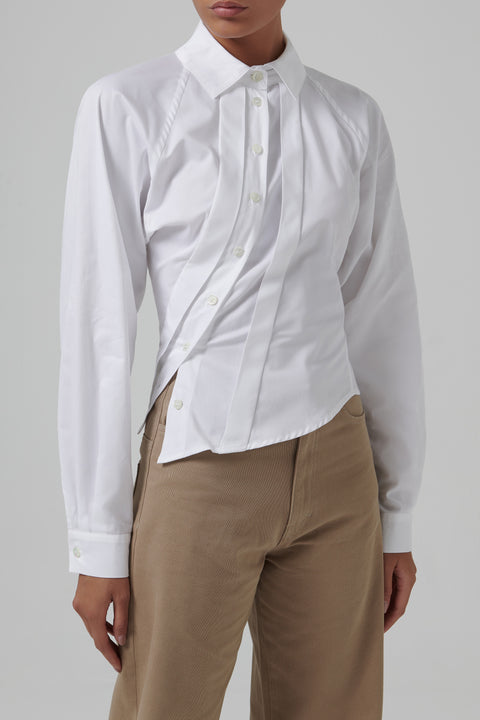 White Asymmetric Tailored Shirt