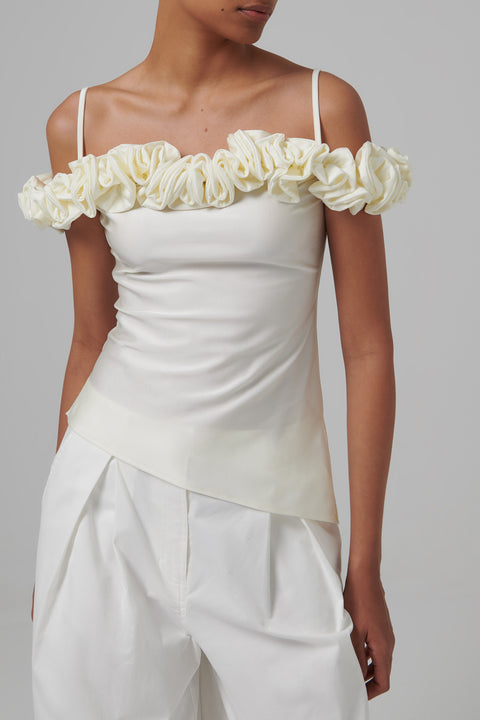 White Ruffle Top