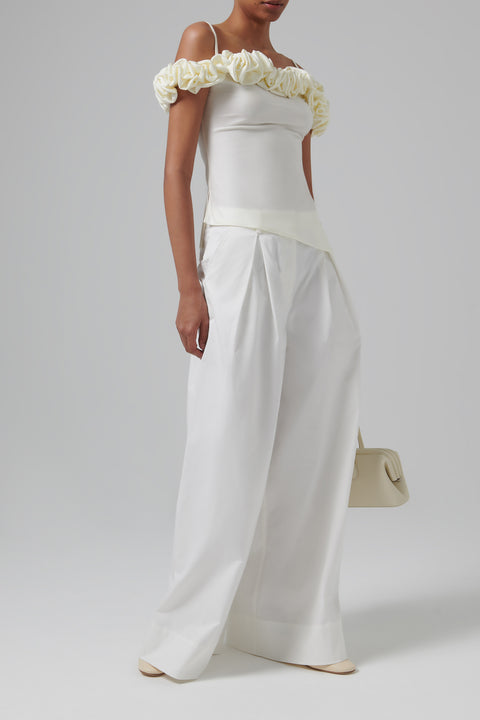 White Ruffle Top