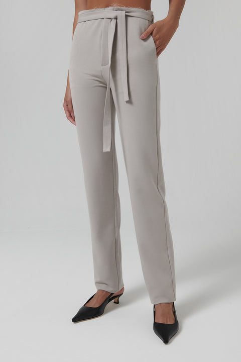 Beige Raw Hem Pants