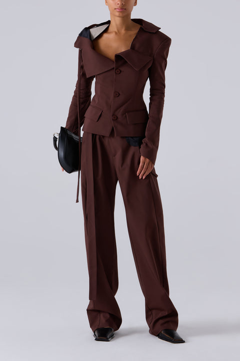 Brown Signature Wrap Suit Pants