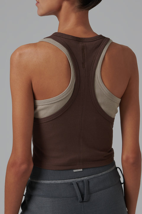 Khaki Easeful Layers Tank Top