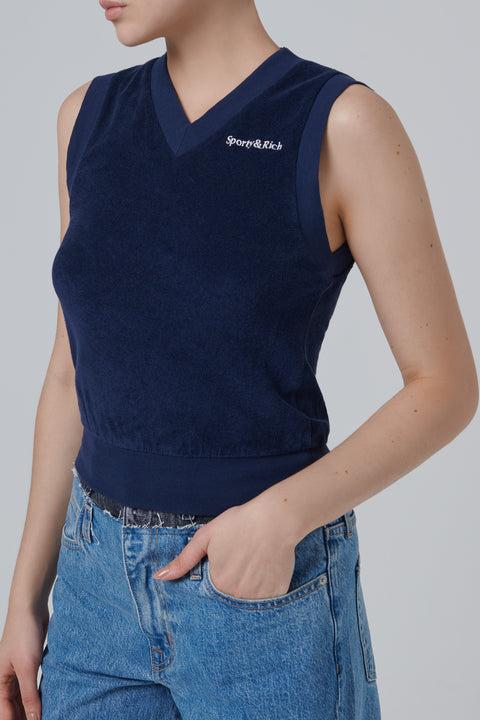 Blue Serif Logo Terry Vest