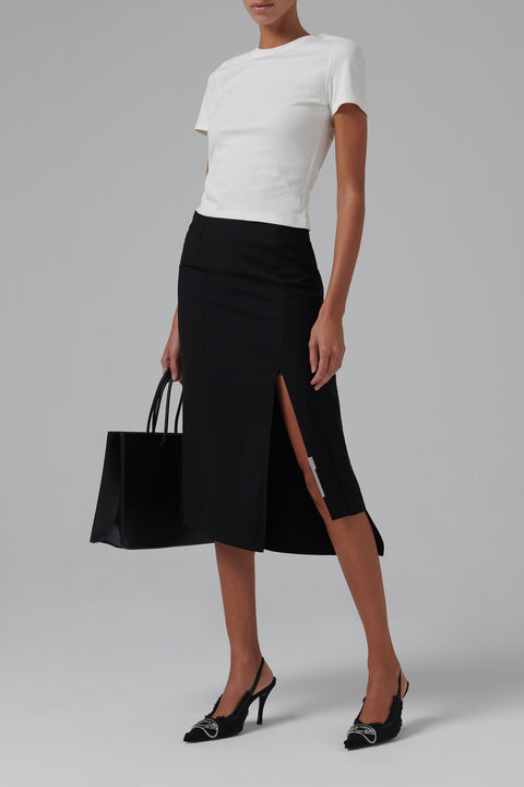 Black Asymmetrical Fitted Skirt