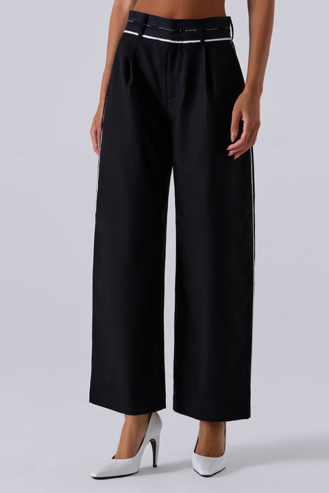 Black Deconstructed Seam Pants
