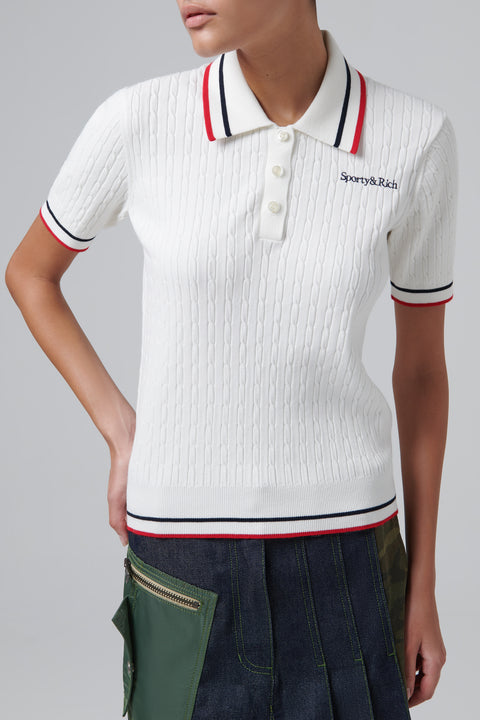 White Serif Logo Mila Polo