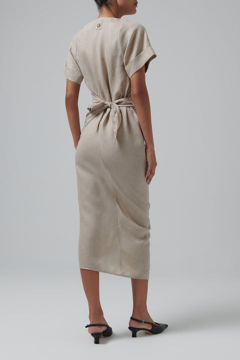 Beige Bao Sleeved Dress