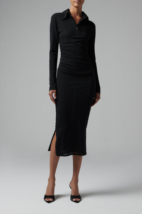 Black Polo Neck Midi Dress