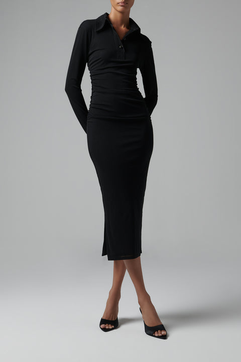 Black Polo Neck Midi Dress