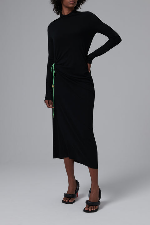 Black Pillar Long Sleeve Midi Dress