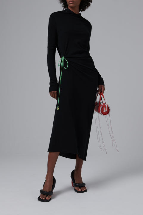 Black Pillar Long Sleeve Midi Dress