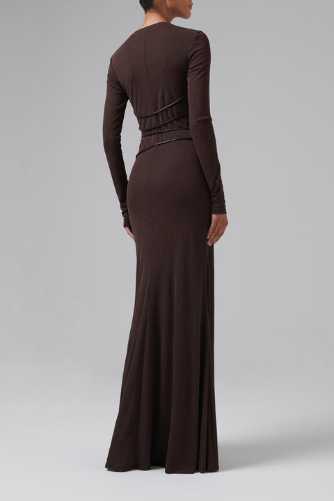 Brown Marghe Long Sleeve Maxi Dress