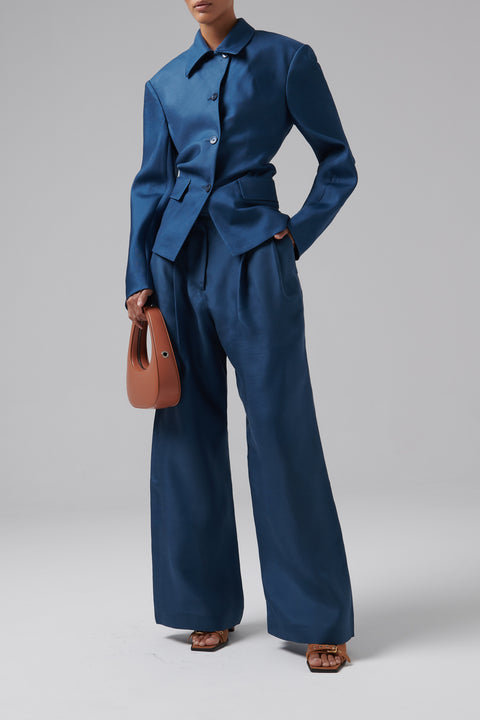 Blue Maud Wide-Leg Pants