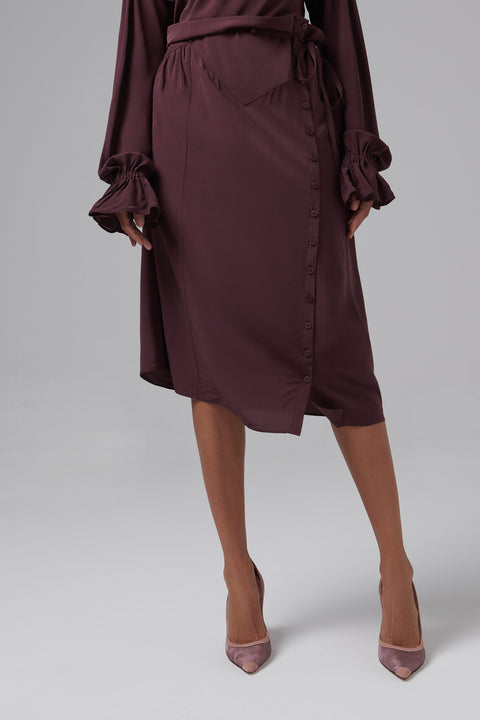 Brown Petal Midi Skirt