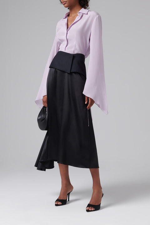 Black Lined Belt Layer Skirt