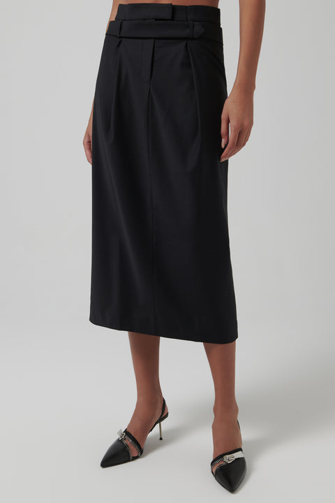 Black Belted Waist Skirt