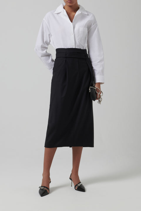 Black Belted Waist Skirt