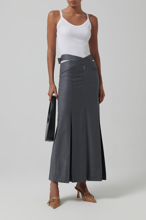 Grey Twisted Waist Skirt