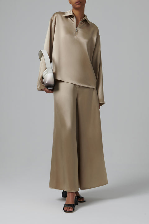 Beige Mencia Long Sleeved Polo