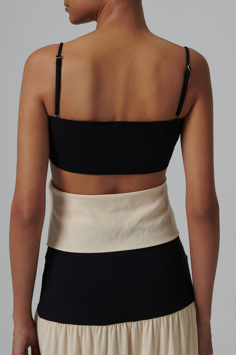 Beige Lisbeth Front Drape Sleveless Top