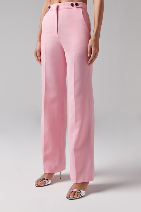 Pink Waist Tap Wide-Leg Pants