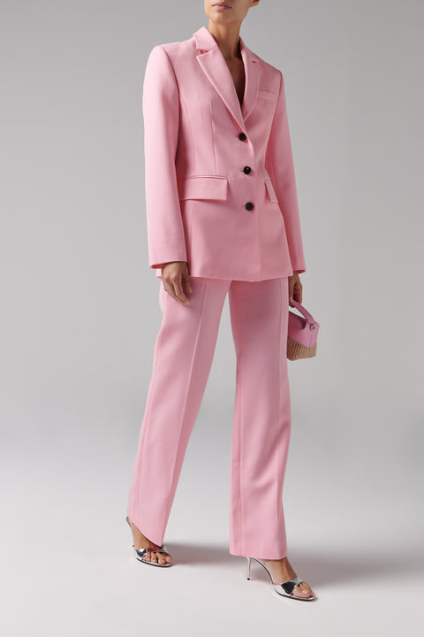 Pink Waist Tap Wide-Leg Pants