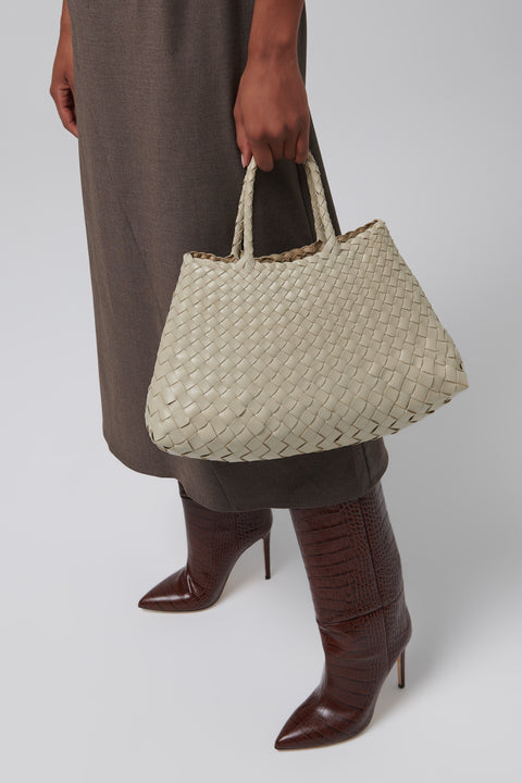 Beige Santa Croce Small Leather Tote
