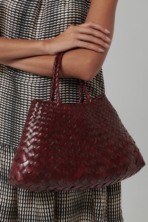 Burgundy Santa Croce Small Leather Tote