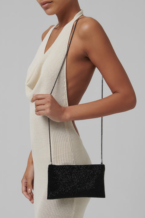 Black Crystal Embellished Mini Bag
