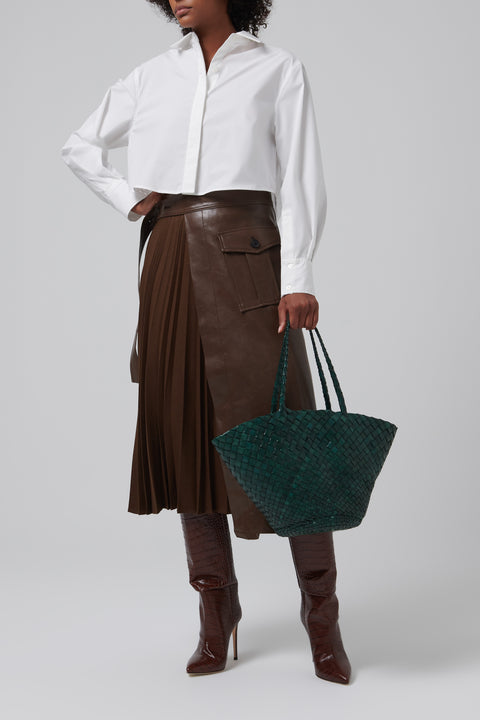 Green Egola Leather Basket Bag