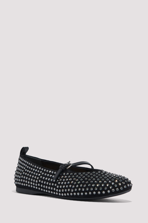 Black Strass Ballerina Pumps