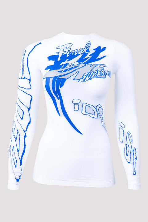 Fitted Graphic Print Long Sleeve Top
