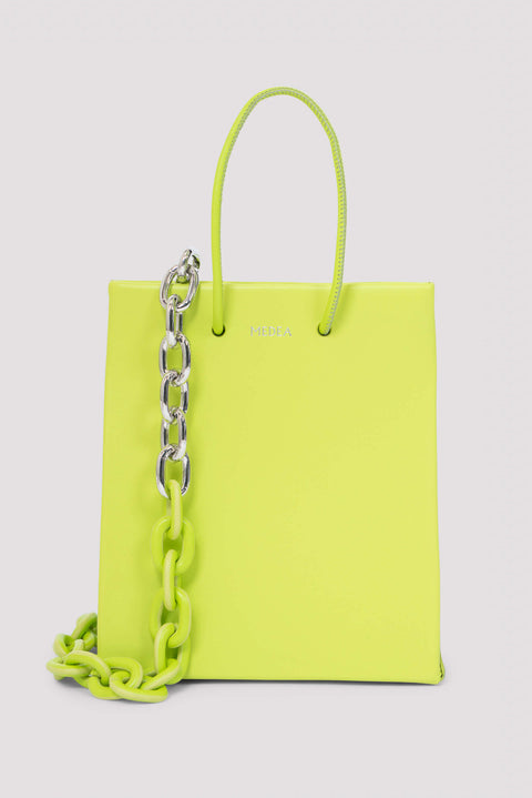 Green Chain Leather Tote Bag