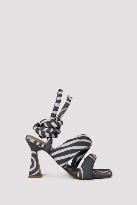 Grey 100 Ankle Tie High-Heel Sandals