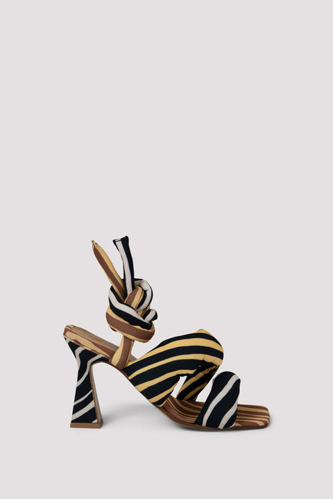 Brown 100 Ankle Tie High-Heel Sandals