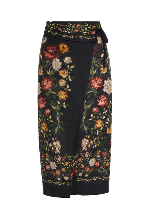 Tierra Floral-Print Midi Sirt
