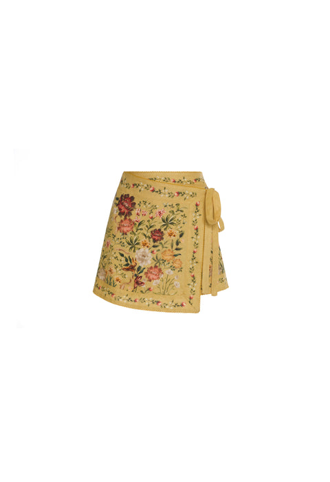 Yellow Luna Floral-Print Mini Skirt