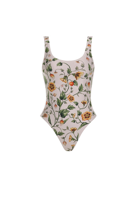 White Gema Floral-Print Swimsuit