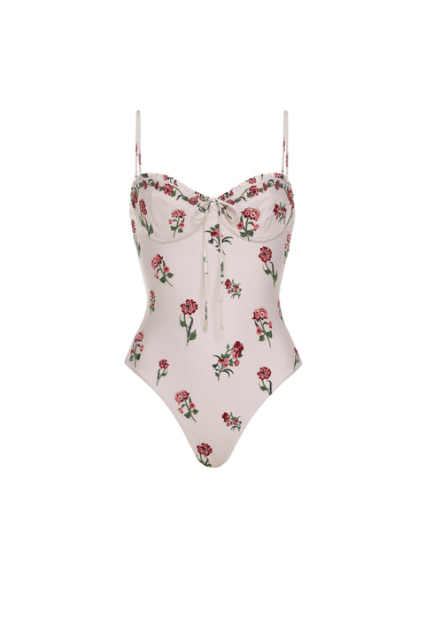 White Ébano Floral EmbroideredSwimsuit