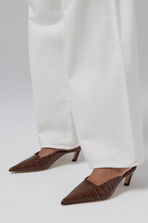 Brown Mathilde Mid-Heel Pumps