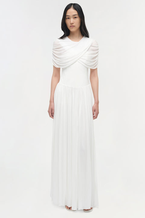 White Nancie Cape Maxi Dress