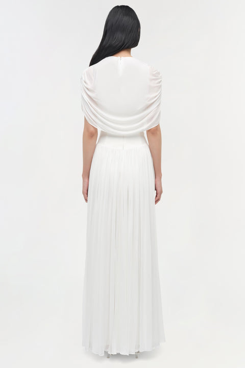 White Nancie Cape Maxi Dress