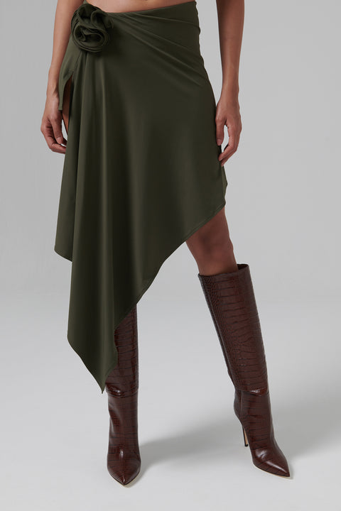 Khaki Rose Draped Skirt
