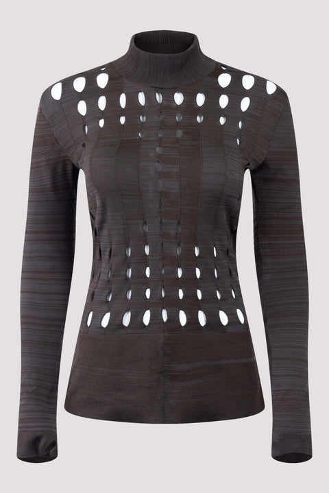 Hole Detailed Long-Sleeve Knit Top