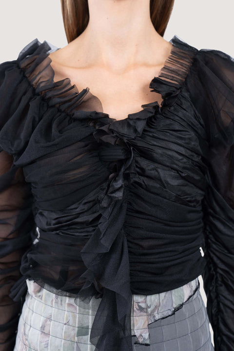 Lack Silk Draping Blouse