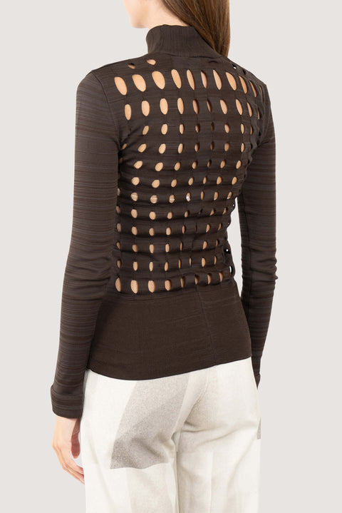 Hole Detailed Long-Sleeve Knit Top