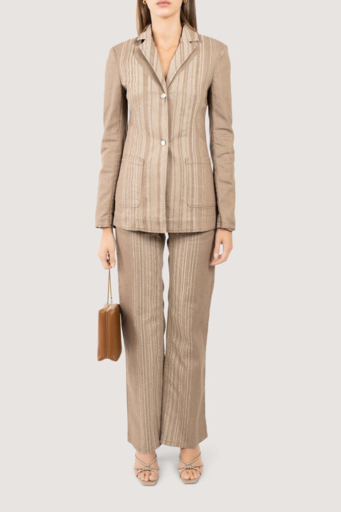 Laser Stripe Denim Blazer