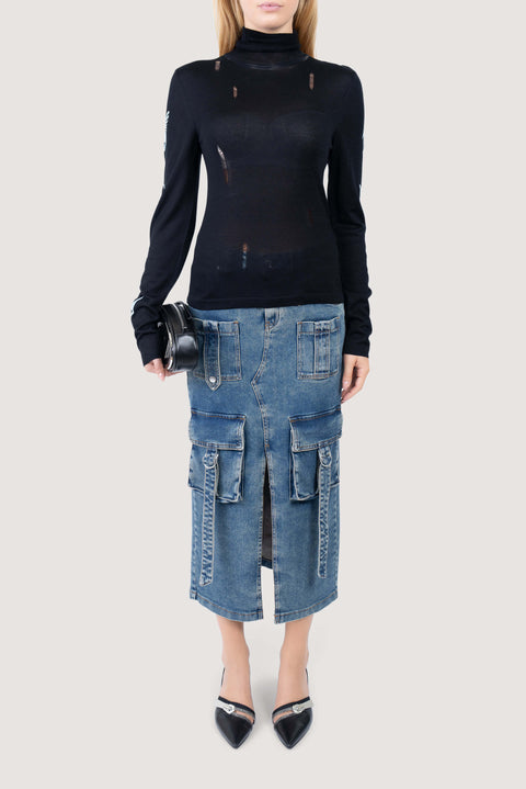 Highneck Long Sleeve Knit Top