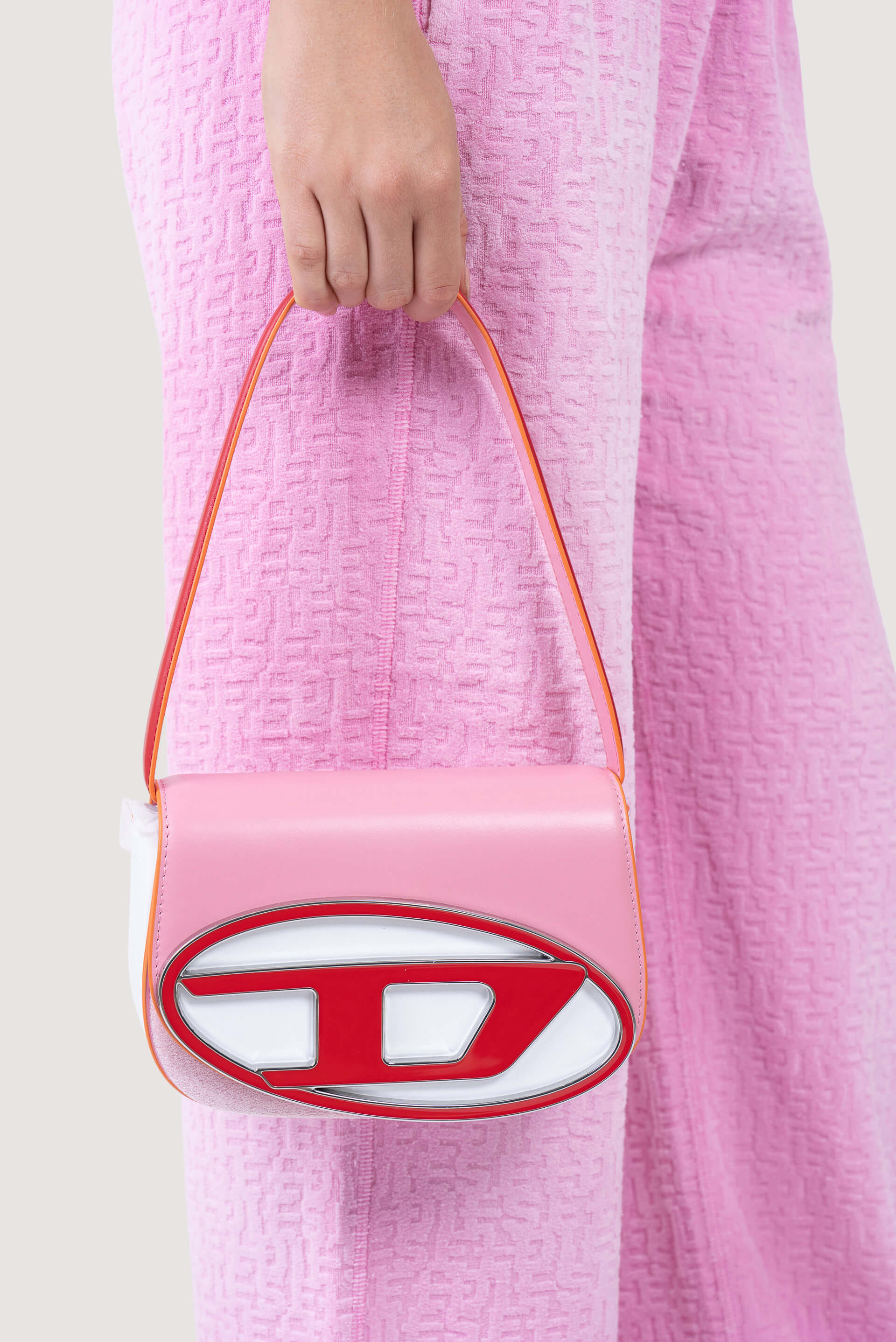 Baguette - Pale pink nappa leather bag